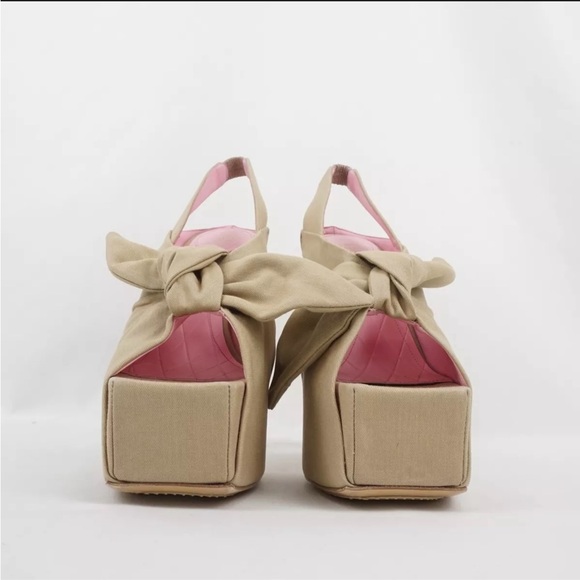 Balmain Square Toe Platform Sling-Back Pumps In Beige - Women's Size EU40, US 10 - Picture 6 of 15